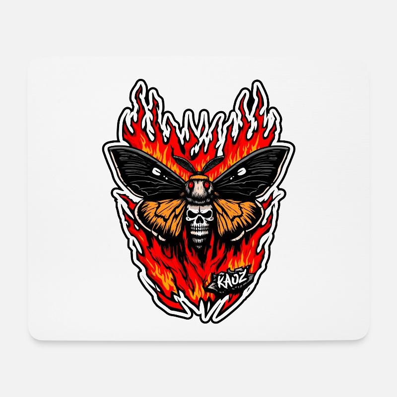 Flame Skull Moth Inferno - Mouse Pad (horizontal) - white