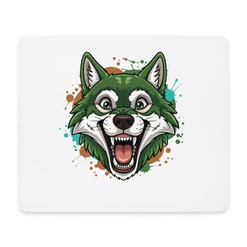 Grüner Wolf mit Farbspritzern - Mousepad (Querformat) - Weiß - Vorne