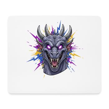 Tête de dragon néon avec éclaboussures de peinture - Tapis de souris (format paysage) - blanc - Devant