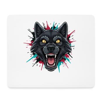 Neon-Wolfkopf Farbspritzer - Mousepad (Querformat) - Weiß - Vorne
