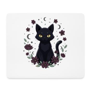 Moon Night Cat Flower Circle - Mouse Pad (horizontal) - white - Front