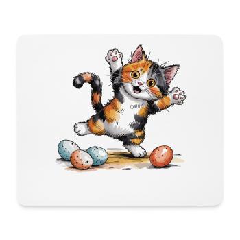 Cats Easter T-Shirt – Cat with Easter Eggs - Mouse Pad (horizontal) - white - Front