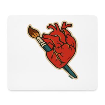 Crimson Heart mit Pinselkunst - Mousepad (Querformat) - Weiß - Vorne