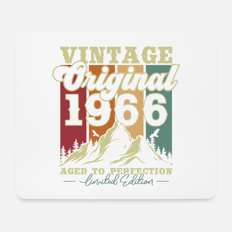 Original 1966 Vintage Jahrgang Geburtstag Retro - Mousepad (Querformat) - Weiß