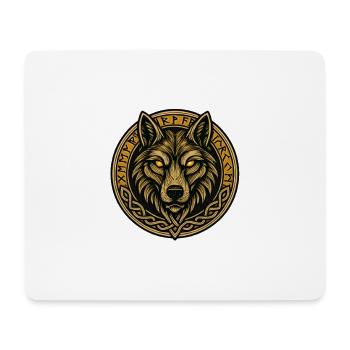 Médaillon de loup avec anneau runique - Tapis de souris (format paysage) - blanc - Devant