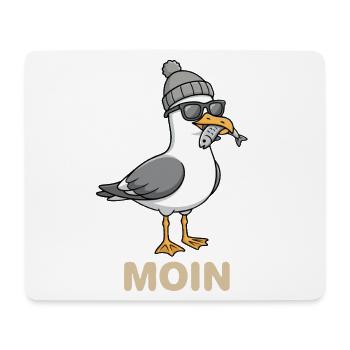 Mouette mouette de la lune avec casquette et poisson dans la bouche - Tapis de souris (format paysage) - blanc - Devant