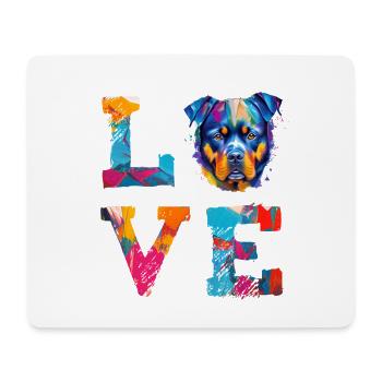 Rottweiler ADORE le chien Pop Art Portrait coloré - Tapis de souris (format paysage) - blanc - Devant