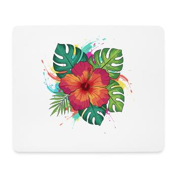 Tropischer Hibiskus Splash - Mousepad (Querformat) - Weiß - Vorne