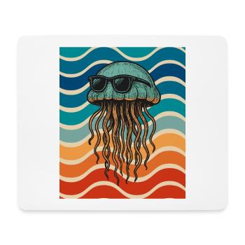 Beach jellyfish with sunglasses - Mouse Pad (horizontal) - white - Front