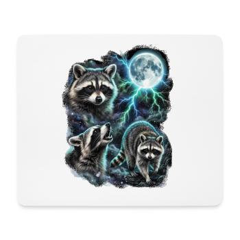 THREE Wild Raccoons with Moon Wildlife Designs - Mouse Pad (horizontal) - white - Front
