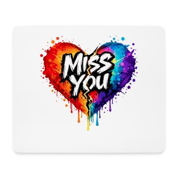 Miss You Broken Heart Art Neon Streetart-Look - Mousepad (Querformat) - Weiß - Vorne