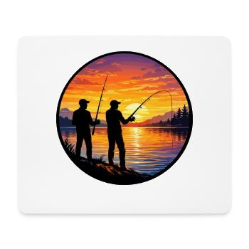 Angler sunset on the lake - Mouse Pad (horizontal) - white - Front