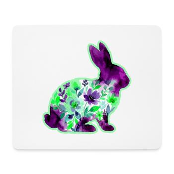 Hase Aquarell Ostern Blumen - Mousepad (Querformat) - Weiß - Vorne