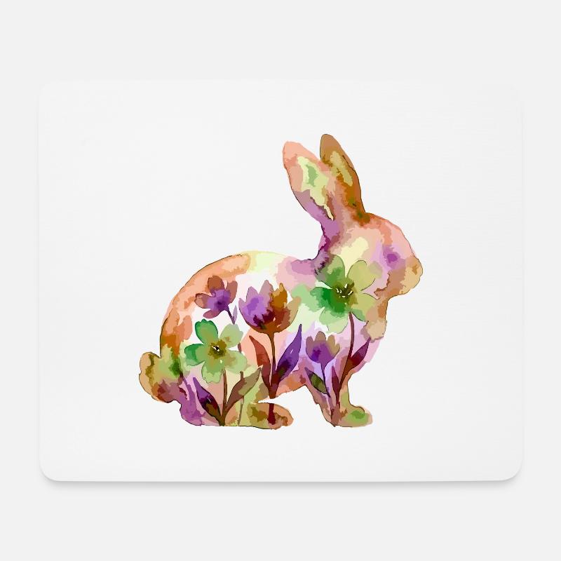 Hase Aquarell Ostern Bunt - Mousepad (Querformat) - Weiß
