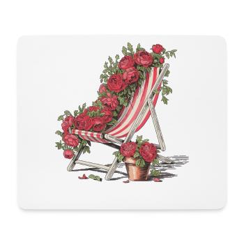 Chaise longue vintage avec une chemise fleurie - Tapis de souris (format paysage) - blanc - Devant