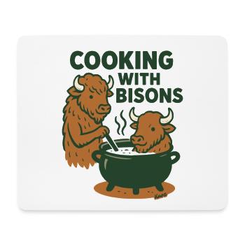 Kochen mit Bisons - Mousepad (Querformat) - Weiß - Vorne