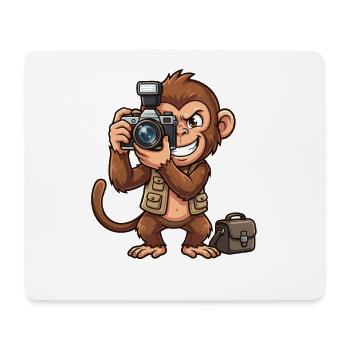 Abenteuer Affe mit Kamera - Mousepad (Querformat) - Weiß - Vorne
