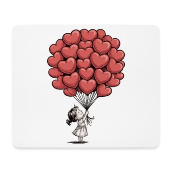 T-shirt cœurs d’amour – Fille avec des ballons en forme de cœur - Tapis de souris (format paysage) - blanc - Devant