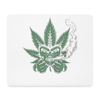 Chemise à cannabis – Cannabis Leaf Face Stoner - Tapis de souris (format paysage) - blanc - Devant