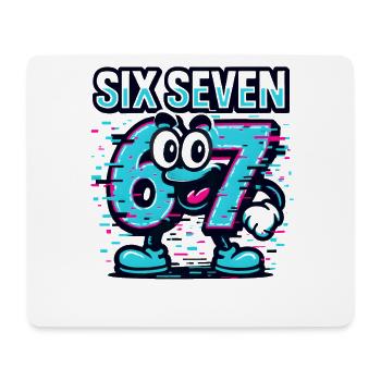 Six Seven 67 Meme Glitch Mascot Italian Brainrot - Mousepad (Querformat) - Weiß - Vorne