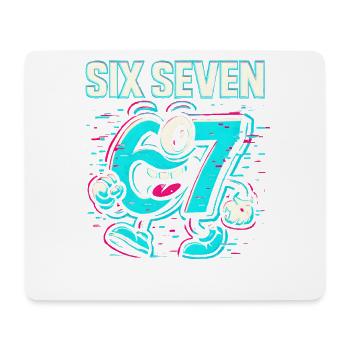 Six Seven 67 Meme Glitch Mascot Italian Brainrot - Mousepad (Querformat) - Weiß - Vorne