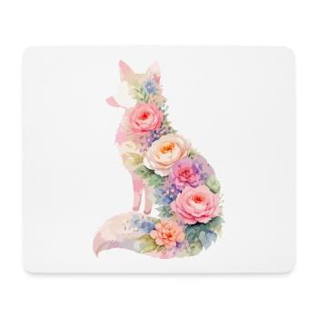 Fuchs Pastell Blumen Silhouette - Mousepad (Querformat) - Weiß - Vorne