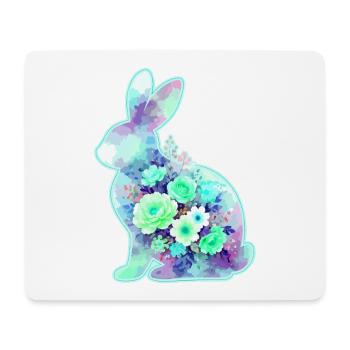 Hase Aquarell Blumen Ostern - Mousepad (Querformat) - Weiß - Vorne