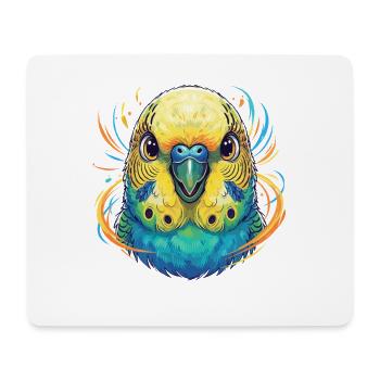 Lebendige Wellensittich Farbexplosion - Mousepad (Querformat) - Weiß - Vorne