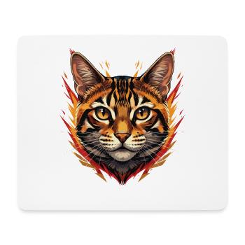 Tête de Chat Flamme avec accents de feu - Tapis de souris (format paysage) - blanc - Devant