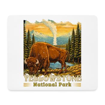 Camping de bisons du parc national de Yellowstone - Tapis de souris (format paysage) - blanc - Devant