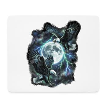 Two Wild Eagles with Moon Wildlife Designs - Mouse Pad (horizontal) - white - Front