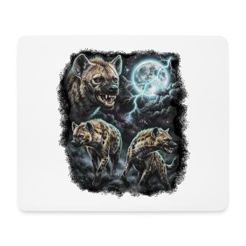 THREE Wild Hyena with Moon Wildlife Designs - Mouse Pad (horizontal) - white - Front