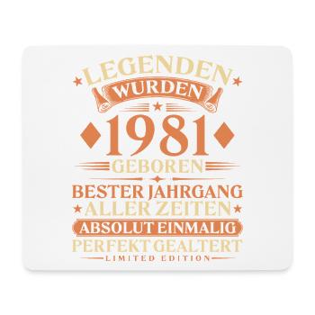 Legenden wurden 1981 geboren – 45. Geburtstag - Mousepad (Querformat) - Weiß - Vorne
