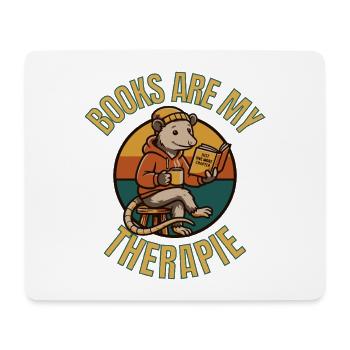 Books Are My Therapy Shirt – Funny Possum Reading - Mouse Pad (horizontal) - white - Front
