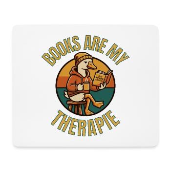 Books Are My Therapy Shirt – Funny Goose Reading T - Mousepad (Querformat) - Weiß - Vorne