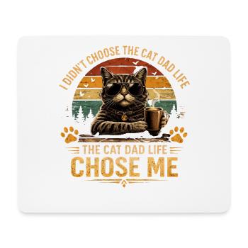 Cat Dad Life – Cat with Sunglasses & Coffee Vin - Mouse Pad (horizontal) - white - Front