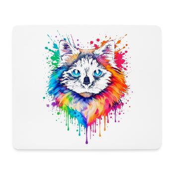 Ragdoll in Neon | Cat Art Pop Art - Mouse Pad (horizontal) - white - Front