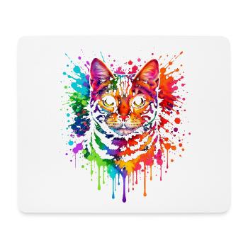 Bengal in Neon | Katzenkunst Pop Art - Mousepad (Querformat) - Weiß - Vorne