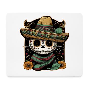 Mexican Cat Cinco De Mayo Sugar Skull Sombrero - Mouse Pad (horizontal) - white - Front