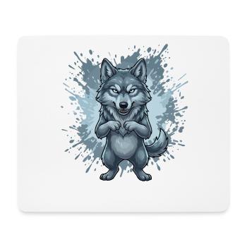 Blauer Wolf Cartoon mit Spritzhintergrund - Mousepad (Querformat) - Weiß - Vorne