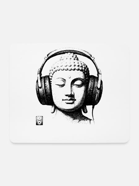 Music Buddha  - Mousepad (Querformat) - Weiß