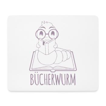 Bücherwurm Silhouette Minimalistisch Nerd - Mousepad (Querformat) - Weiß - Vorne