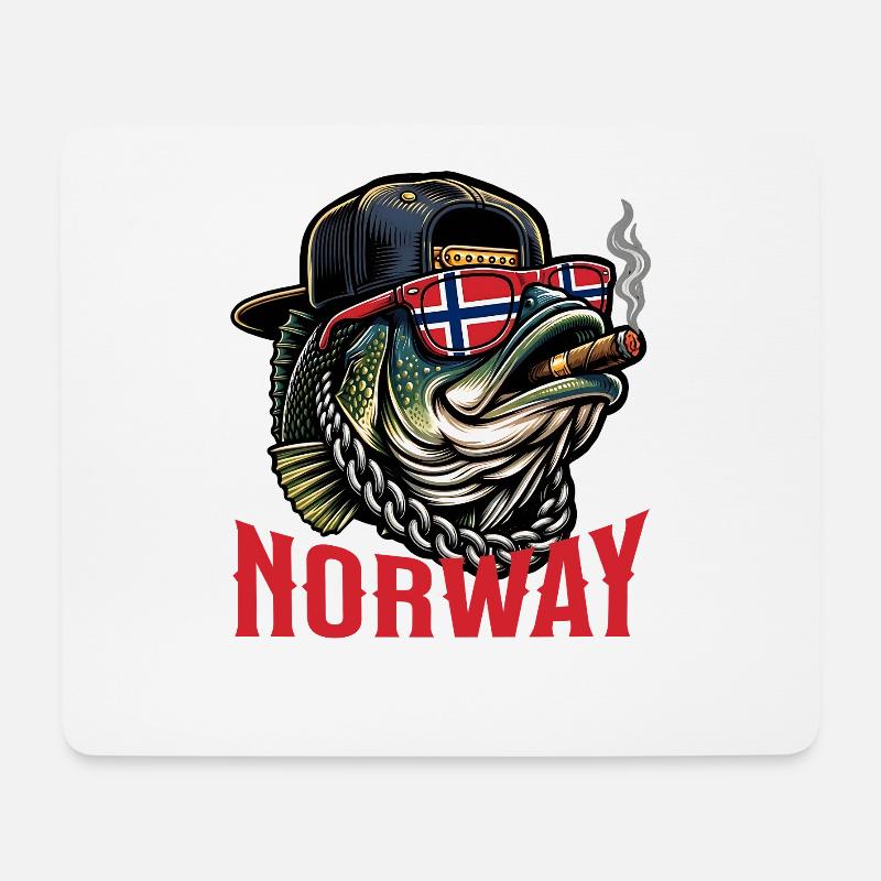 Norwegen Angeln Fischen Angeltour - Mousepad (Querformat) - Weiß