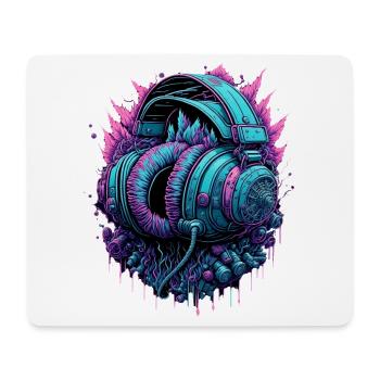 Cyberpunk Kopfhörer  DJ - Mousepad (Querformat) - Weiß - Vorne
