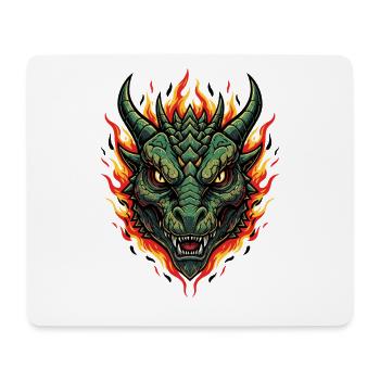Flammen Drachenkopf Feuerillustration - Mousepad (Querformat) - Weiß - Vorne