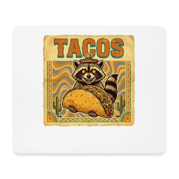 Tacos Raccoon Sombrero Mexican Street Food - Mouse Pad (horizontal) - white - Front