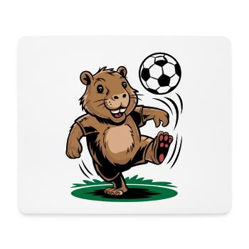  Lustiger Fußball Biber Cartoon für Kinder und - Mousepad (Querformat) - Weiß - Vorne
