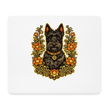 Floral Frame Scottish Terrier - Mouse Pad (horizontal) - white - Front