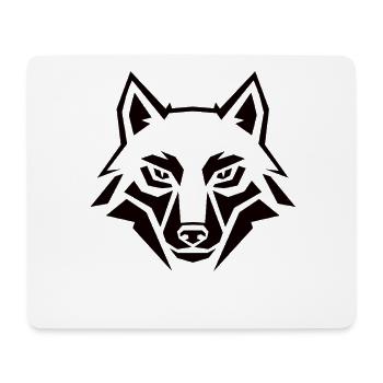 Tête de loup géométrique – Animal tribal - Tapis de souris (format paysage) - blanc - Devant