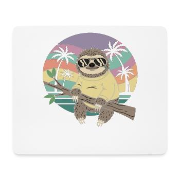 Cool Sloth Retro Summer Palm Trees - Mouse Pad (horizontal) - white - Front